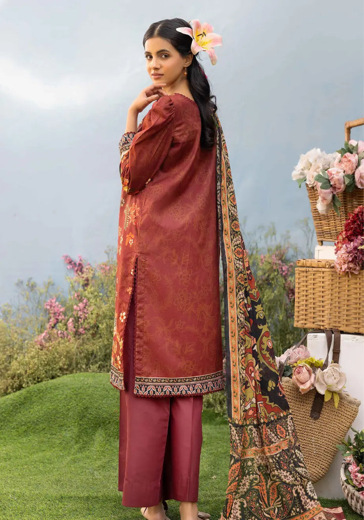 Terracotta Bloom – Premium Printed 3-Piece Unstitched Lawn Suit