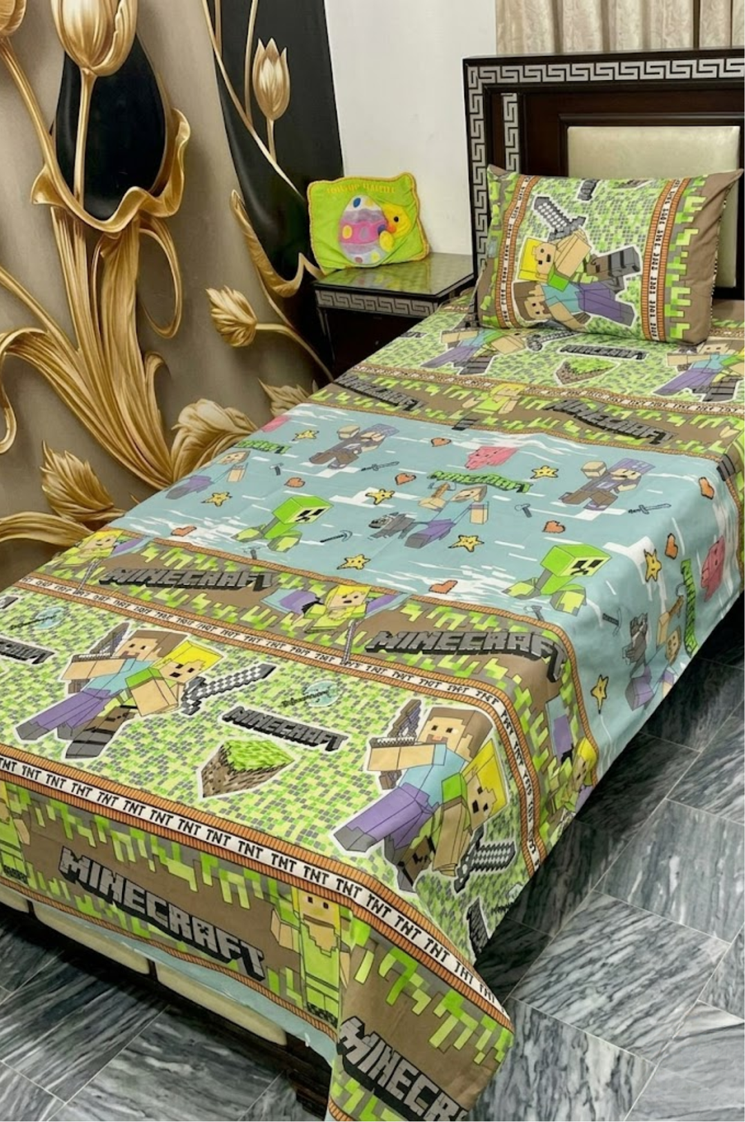 Minecraft Adventure Single Cotton Bed Sheet