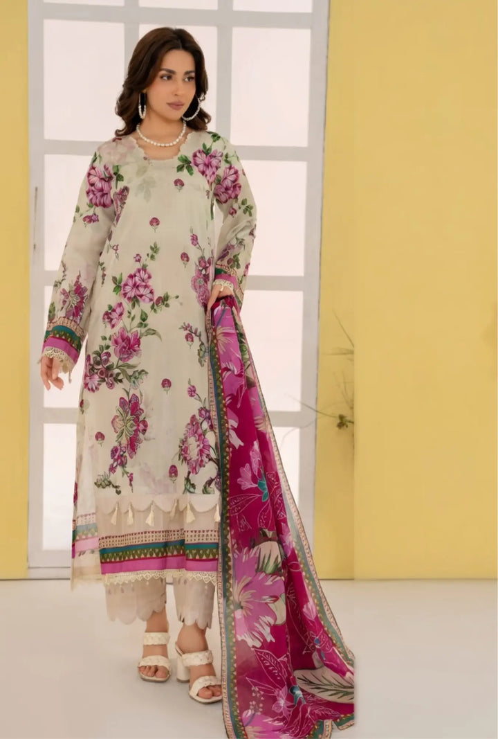 Magenta Mist 3-Piece Unstitched Embroidered Lawn Suit