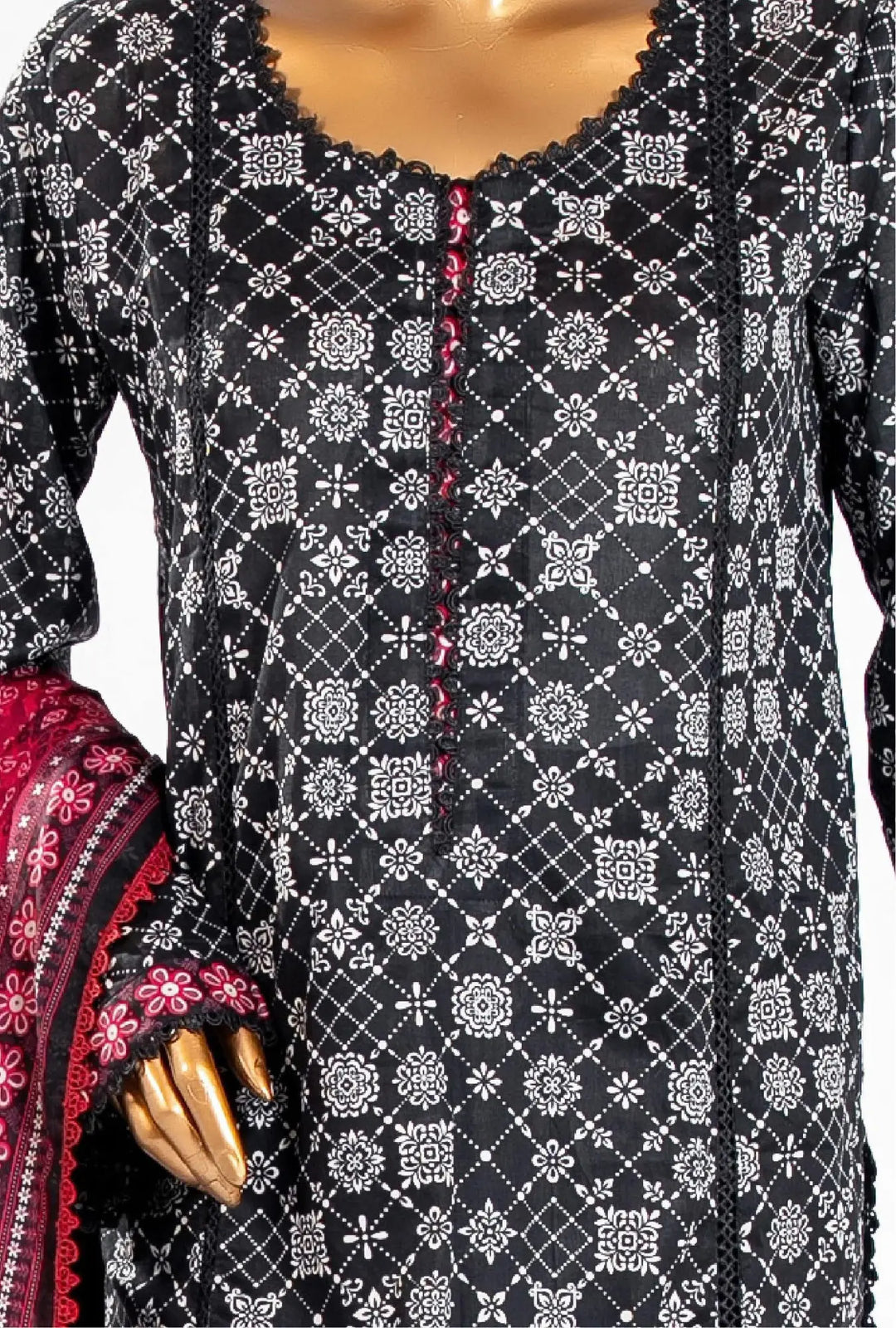 Midnight Crimson - 3 Piece Unstitched Printed Lawn Suit