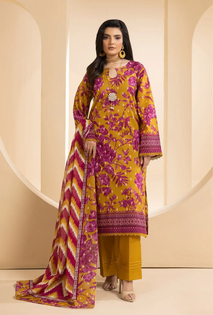 Golden Ochre – 3-Piece Printed Unstitched Lawn Suit