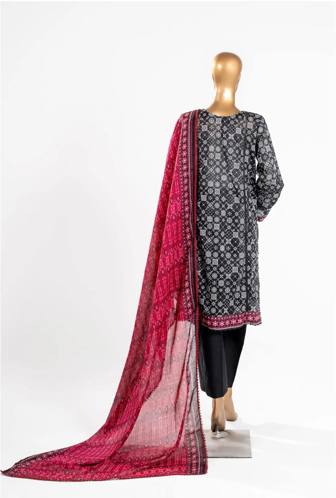 Midnight Crimson - 3 Piece Unstitched Printed Lawn Suit