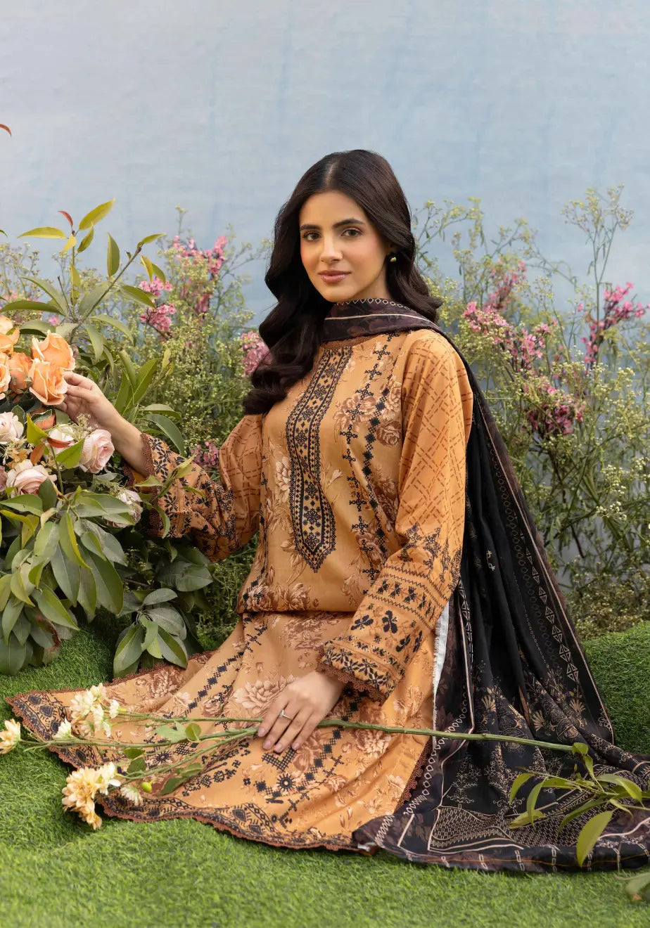 Amber Heritage – Premium Printed 3-Piece Unstitched Lawn Suit