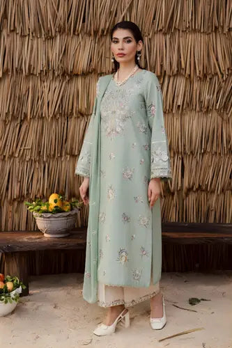 Pastel Mint Luxe Embroidered Lawn Wear