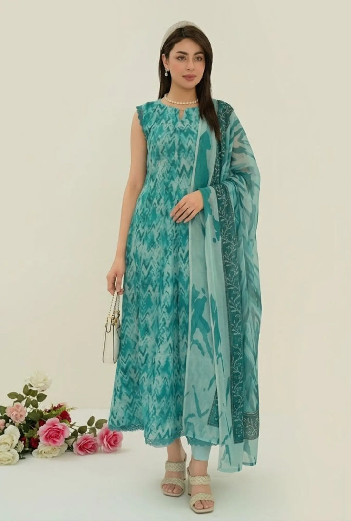 Teal Mirage 3-Piece Unstitched