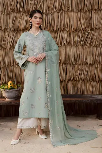 Pastel Mint Luxe Embroidered Lawn Wear