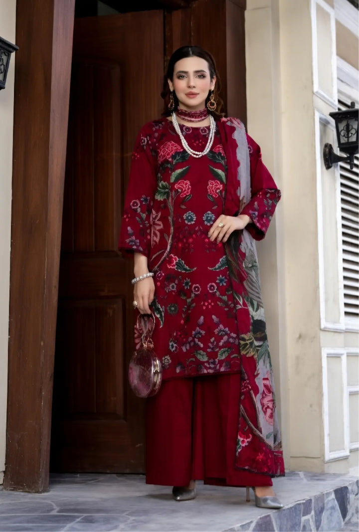Crimson Rose Luxury 3-Piece Unstitched