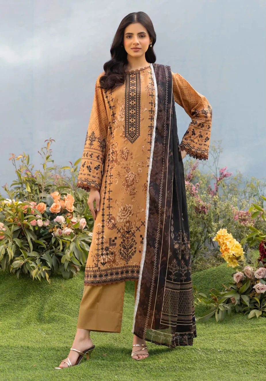 Amber Heritage – Premium Printed 3-Piece Unstitched Lawn Suit