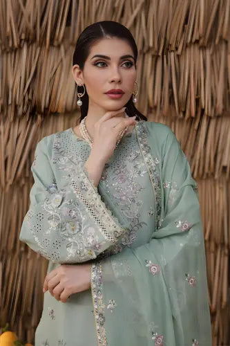Pastel Mint Luxe Embroidered Lawn Wear