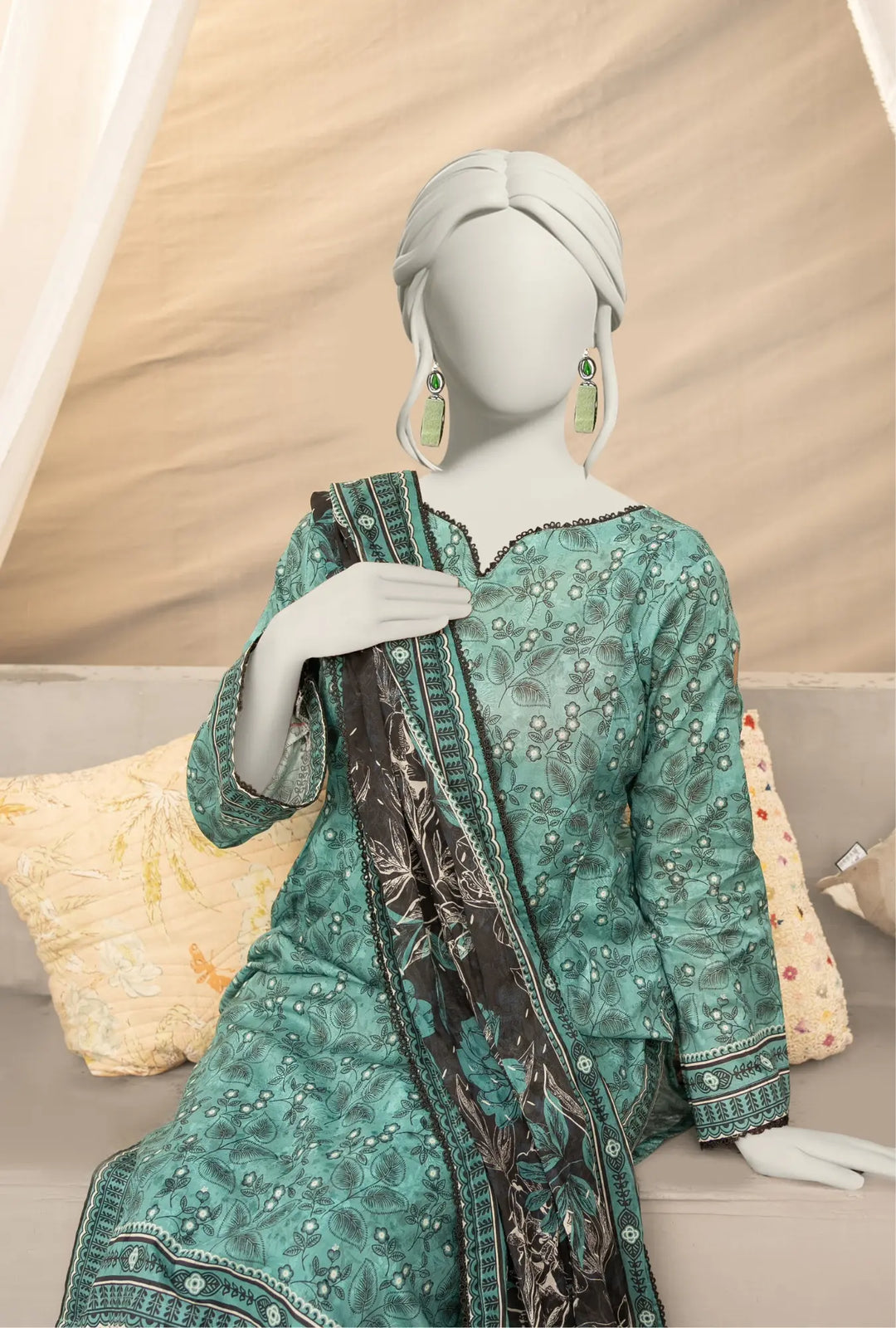 Mint Charcoal – 3-Piece Printed Unstitched Lawn Suit
