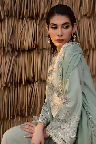 Pastel Mint Luxe Embroidered Lawn Wear
