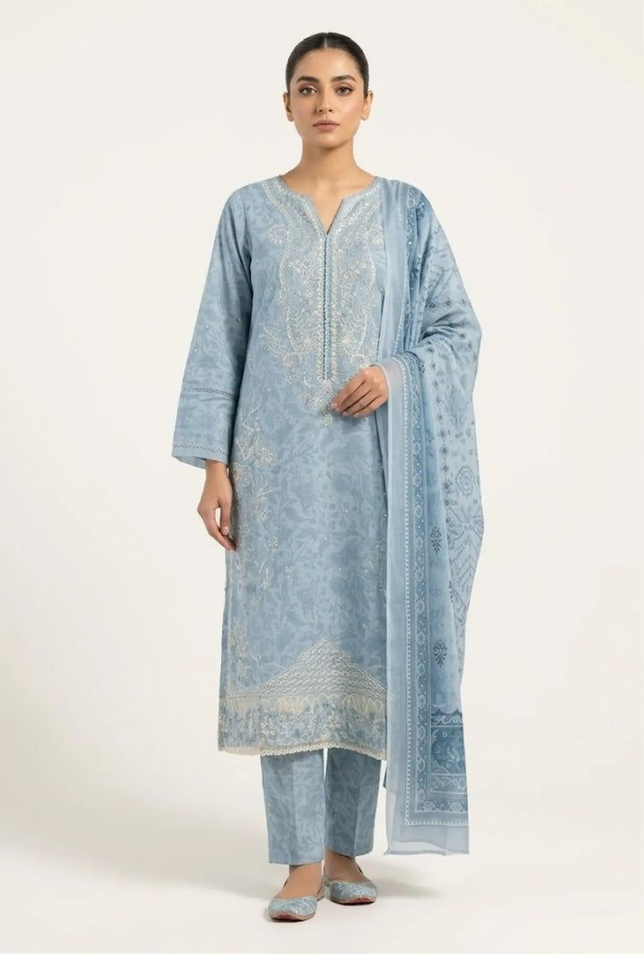 Intricate Embroidered 3-Piece Stitched Lawn Suit