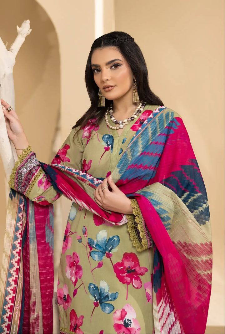Glacial Bloom – Premium 3-Piece Unstitched Lawn