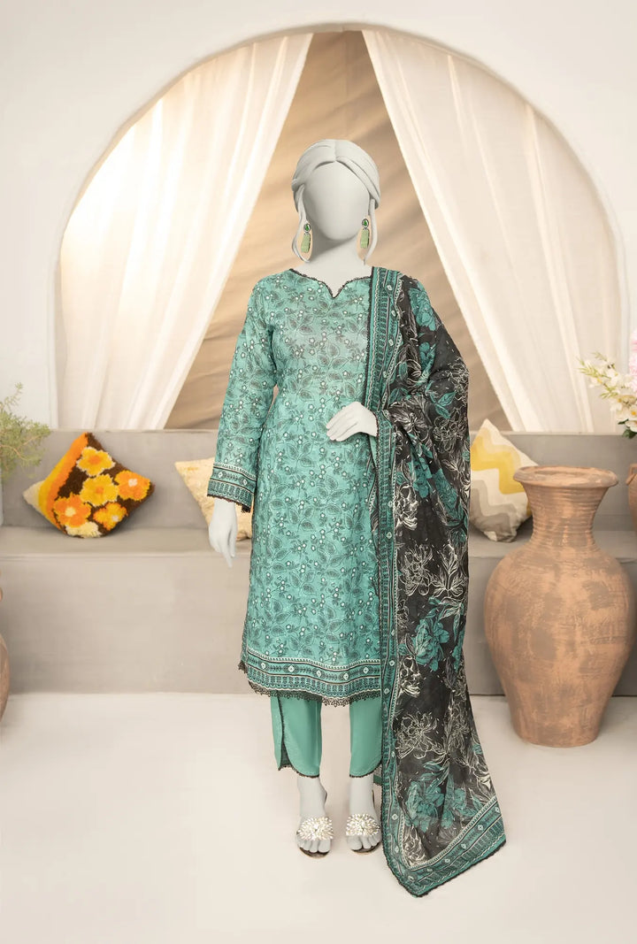 Mint Charcoal – 3-Piece Printed Unstitched Lawn Suit