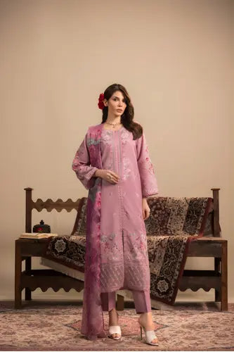 Dusty Rose Floral Embroidered Ready-to-Wear