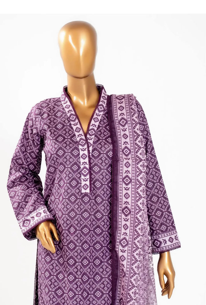 Geometric Violet – Diamond-Print Unstitched Collection