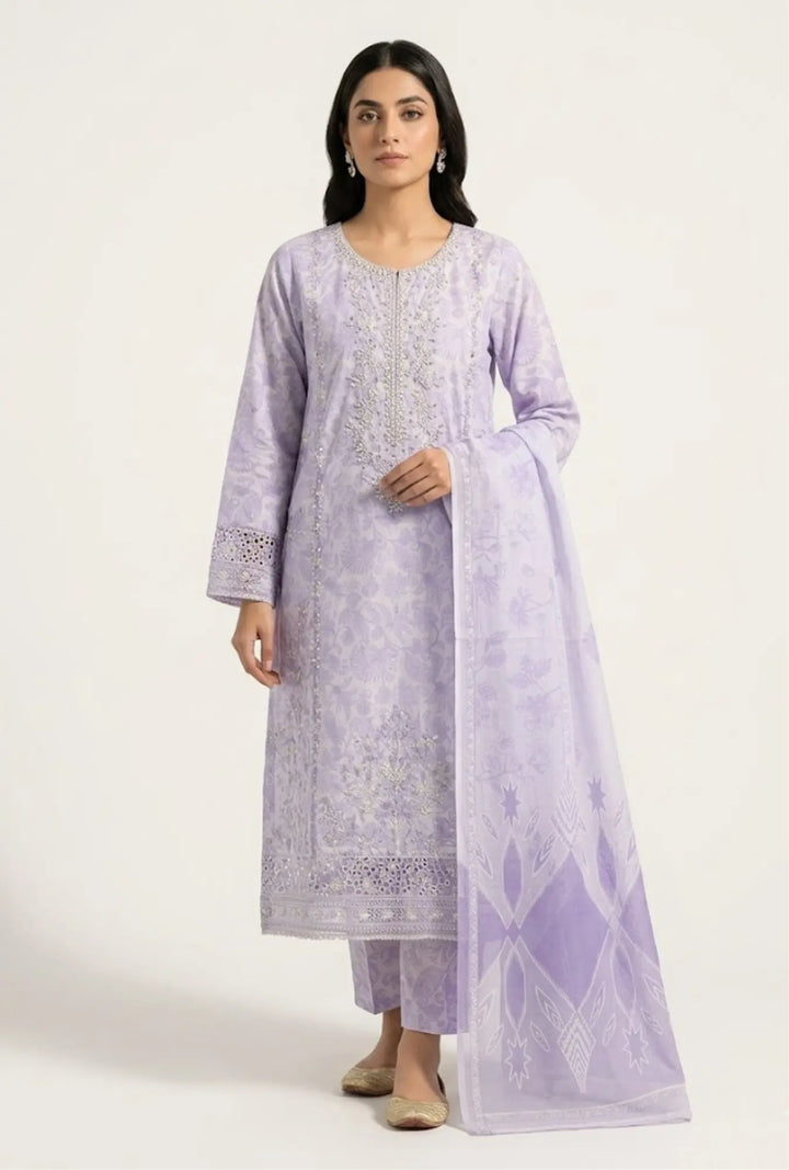 Lavender Bliss – Embroidered 3-Piece
