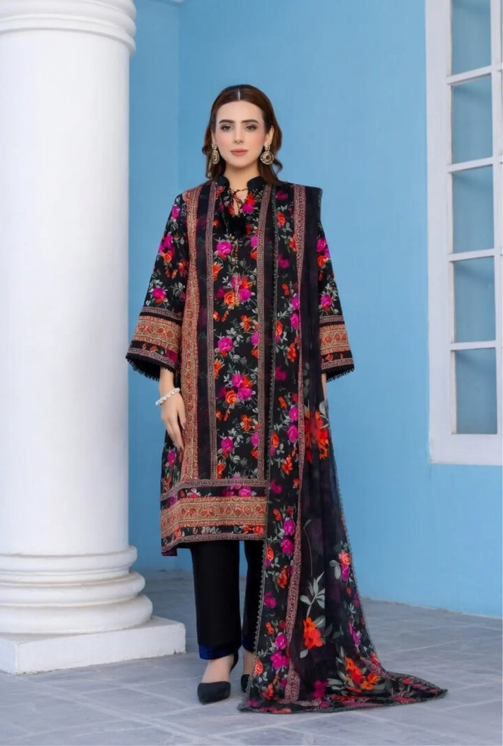 Onyx Bloom 3-Piece Unstitched