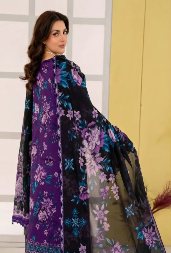 Violet Orchid 3-Piece Unstitched Embroidered Lawn Suit