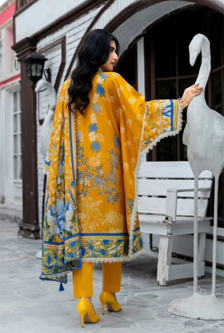Golden Azure 3-Piece Luxury Unstitched