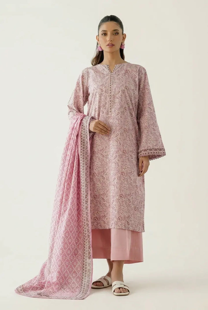 Blush Pink Printed Lawn Suit