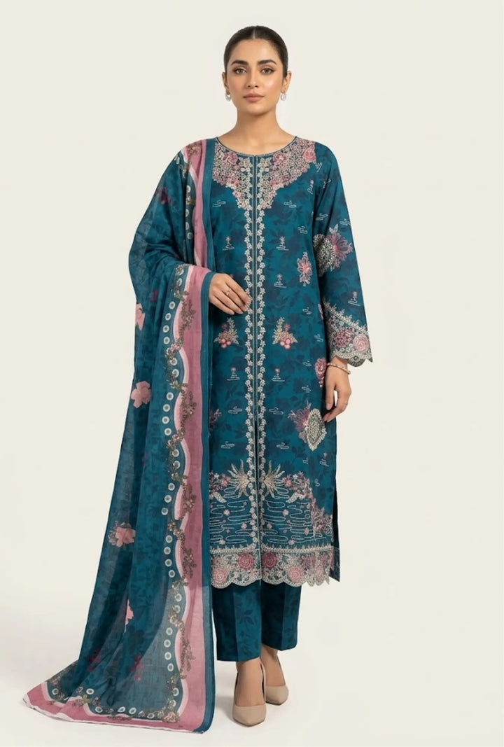 Embroidered 3-Piece Stitched Luxury Lawn Suit