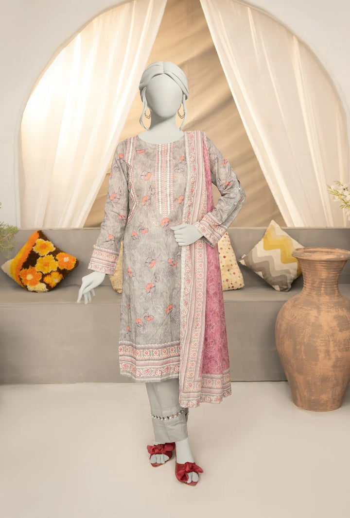 Heather Grey Floral – Unstitched Lawn Collection