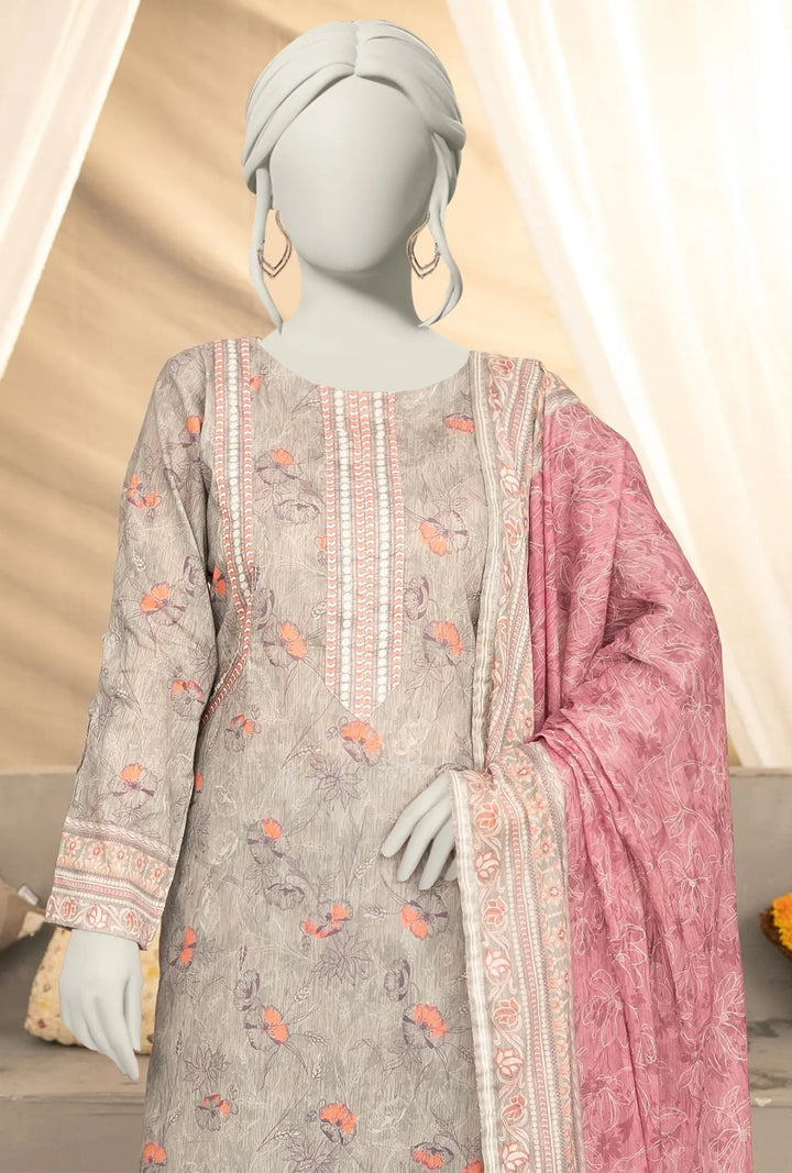 Heather Grey Floral – Unstitched Lawn Collection