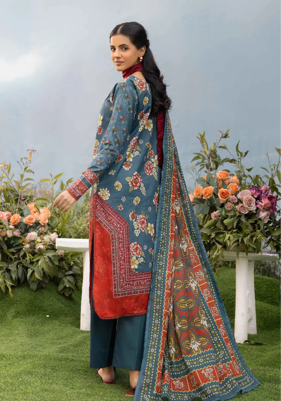 Azure Serenity – Premium Printed 3-Piece Unstitched Lawn Suit