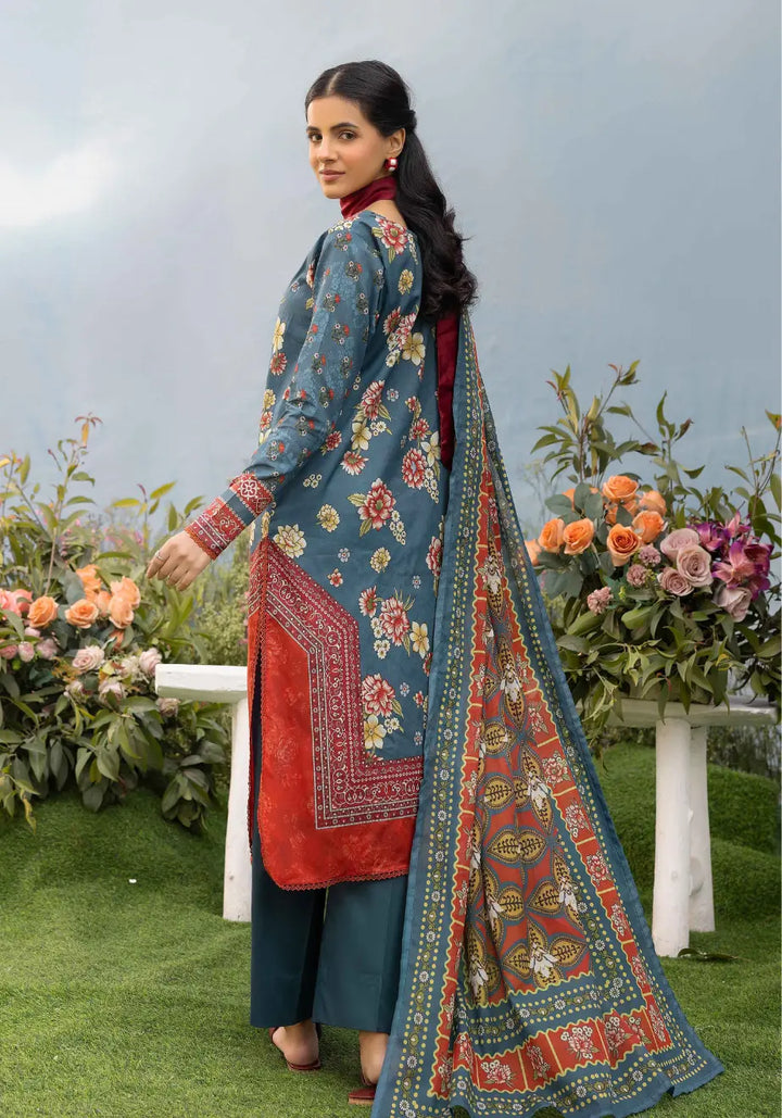 Azure Serenity – Premium Printed 3-Piece Unstitched Lawn Suit