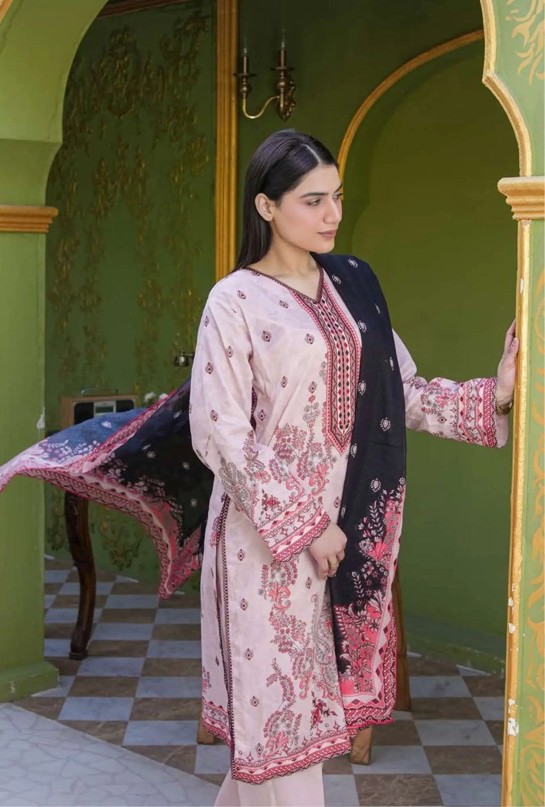 Blush Ethnic  3-Piece Unstitched