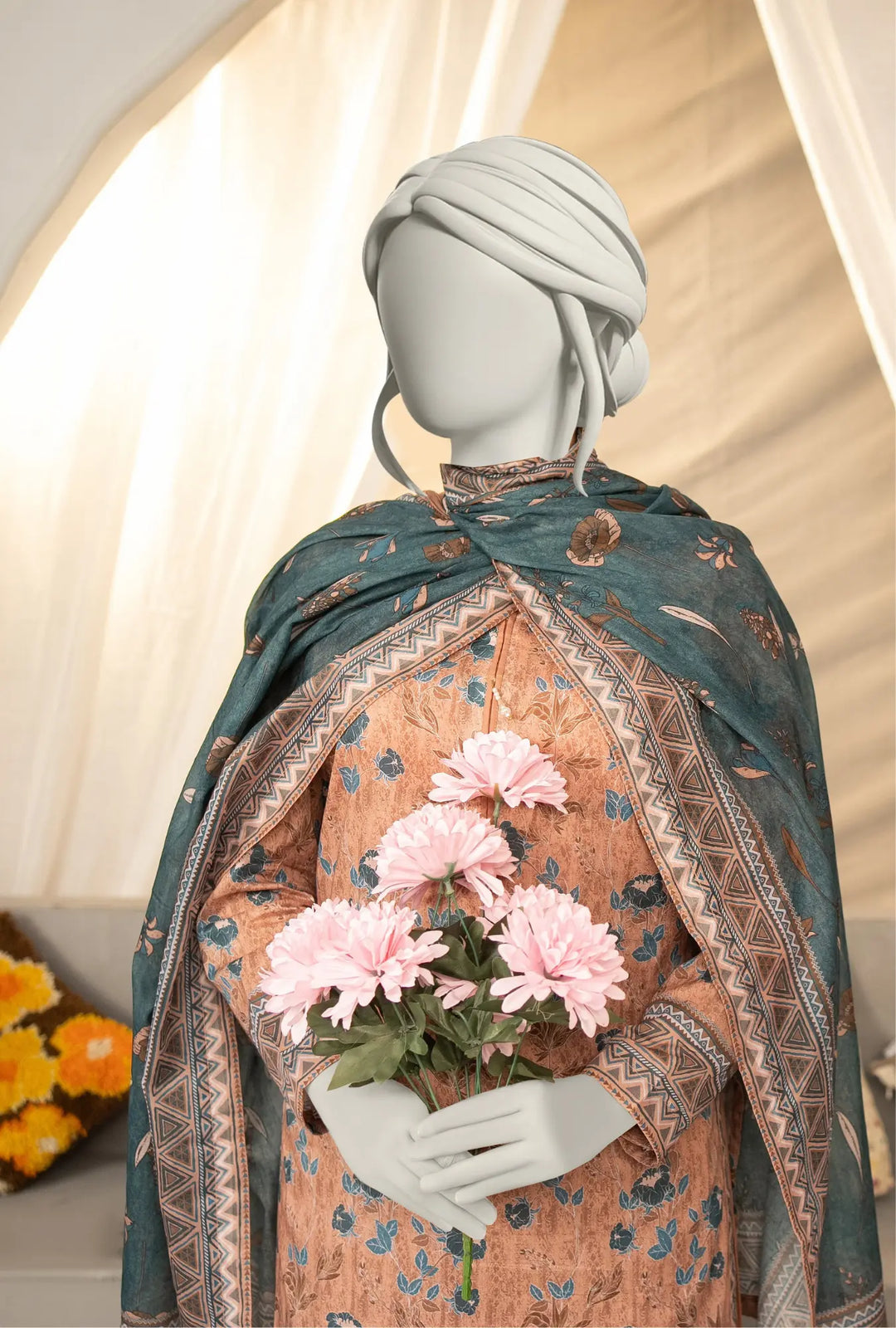 Apricot Mist – 3-Piece Printed Unstitched Lawn Suit