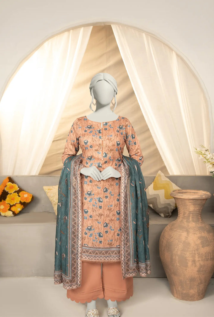 Apricot Mist – 3-Piece Printed Unstitched Lawn Suit