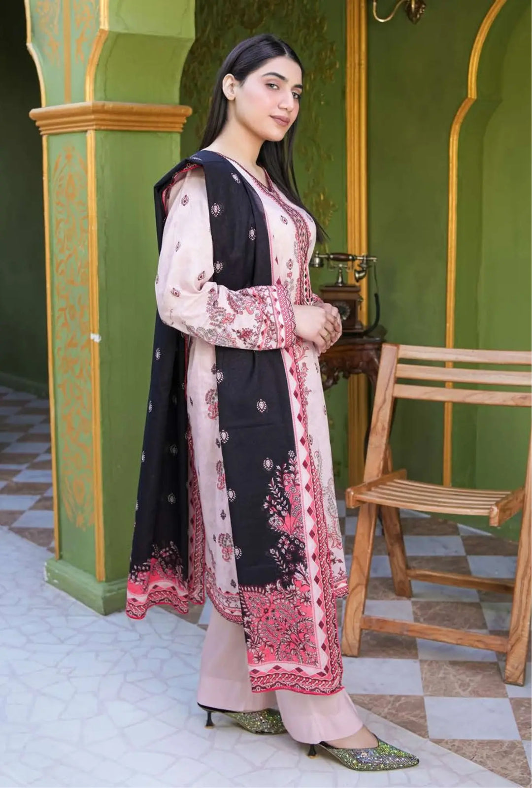 Blush Ethnic  3-Piece Unstitched