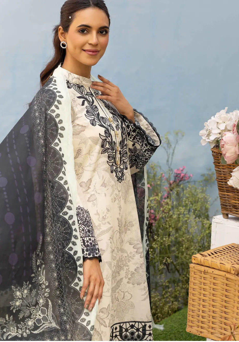 Onyx & Cream Embroidered Unstitched Set