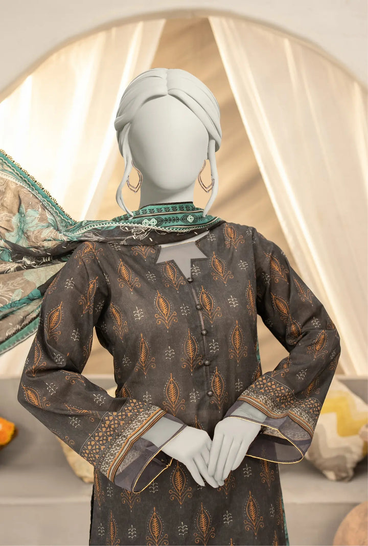 Ebony Emerald – 3-Piece Printed Unstitched Lawn Suit