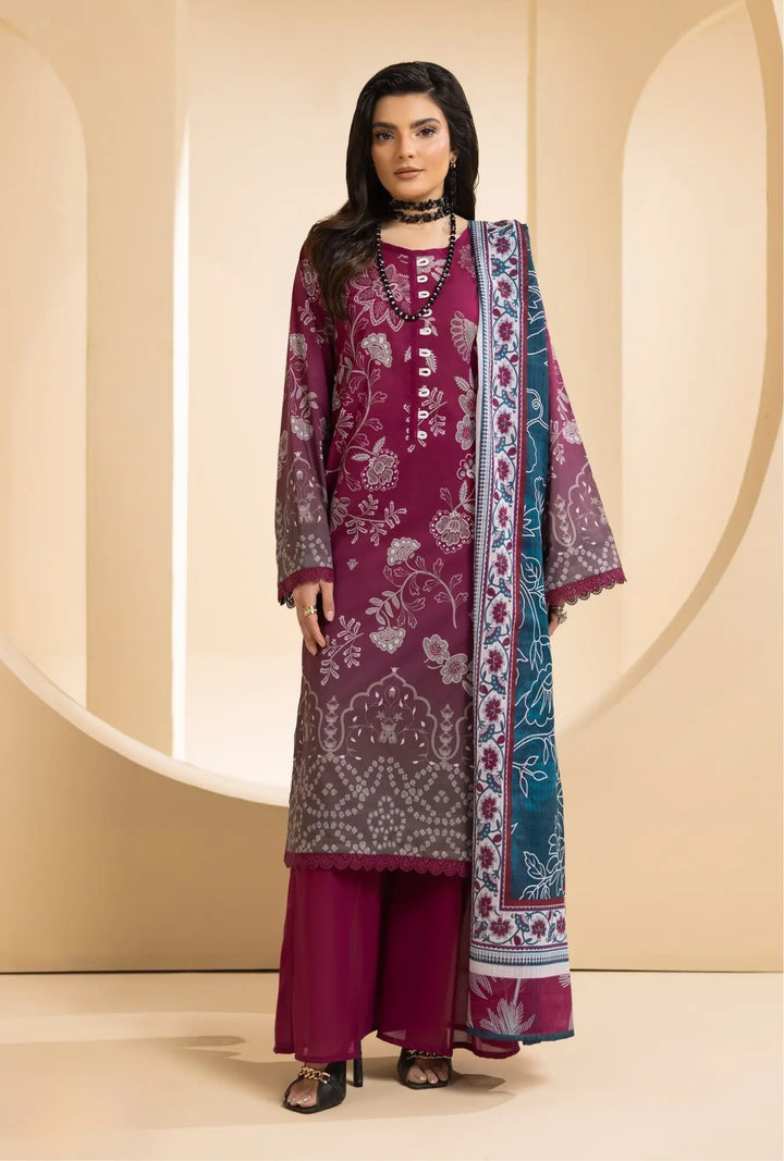 Plum Mosaic – 3-Piece Printed Unstitched Lawn Suit