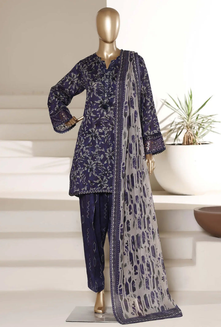 Violet Abstract – 3-Piece Printed Unstitched Lawn Suit