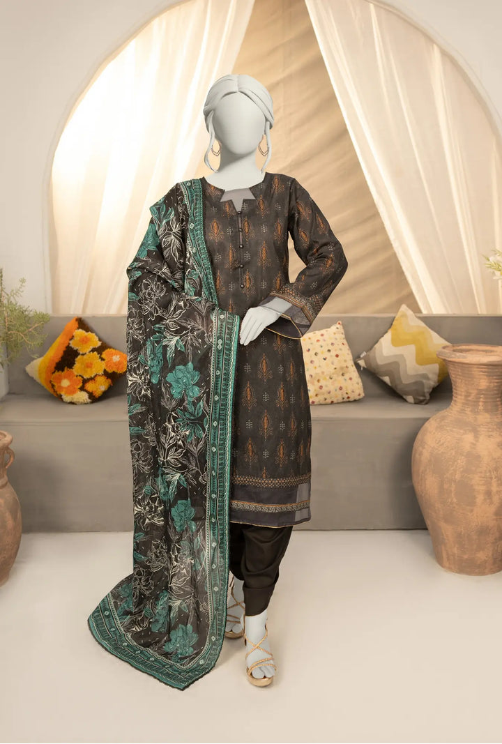 Ebony Emerald – 3-Piece Printed Unstitched Lawn Suit