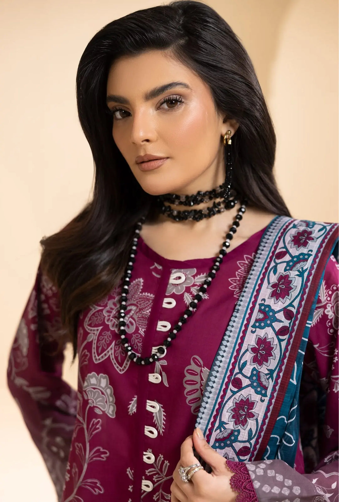 Plum Mosaic – 3-Piece Printed Unstitched Lawn Suit