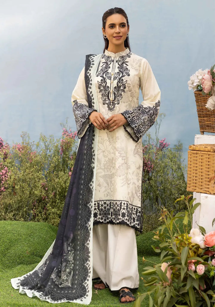 Onyx & Cream Embroidered Unstitched Set