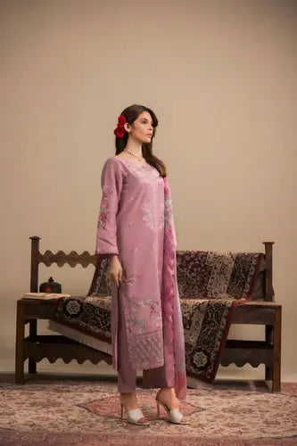 Dusty Rose Floral Embroidered Ready-to-Wear