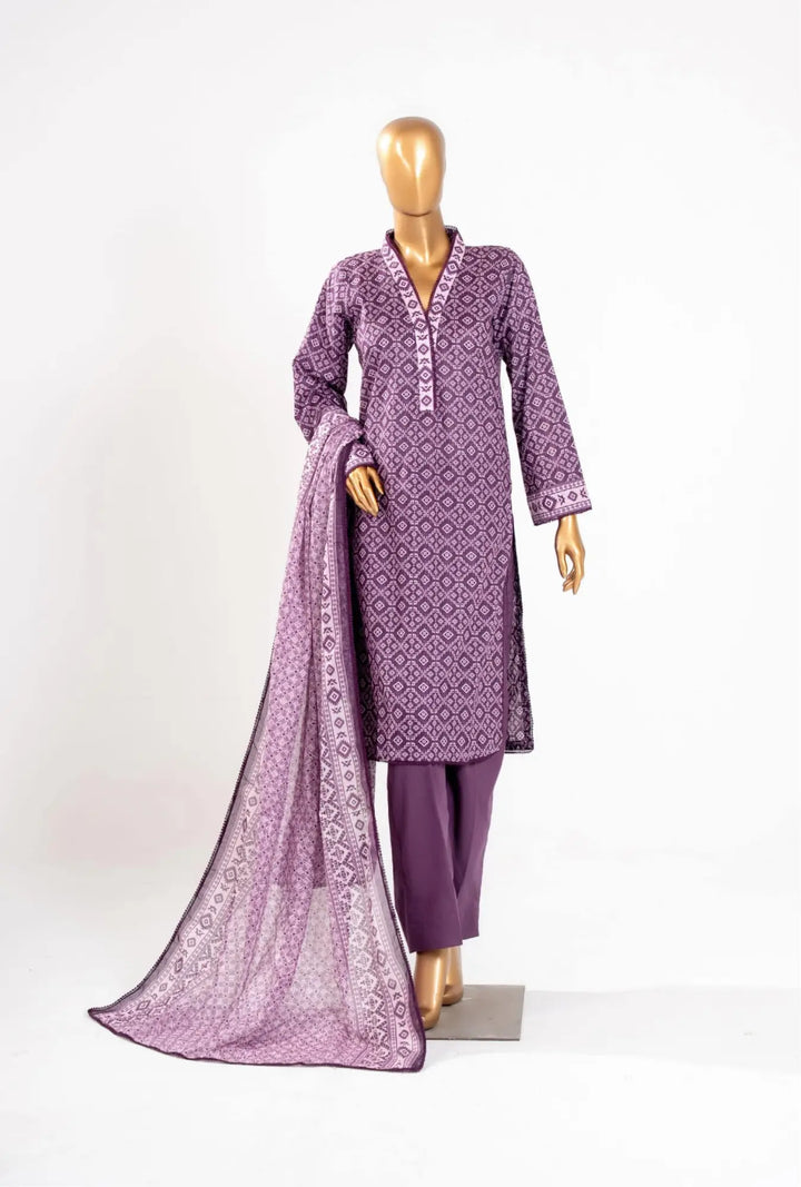Geometric Violet – Diamond-Print Unstitched Collection