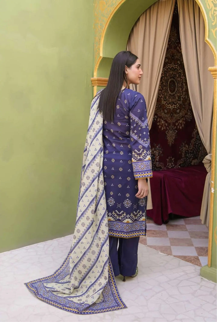 Indigo Mosaic  3-Piece Unstitched