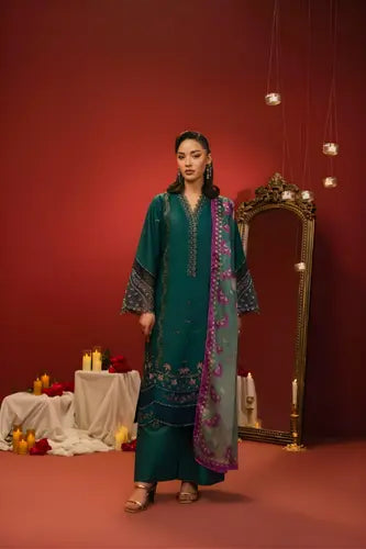 Teal & Magenta Embroidered Formal Wea