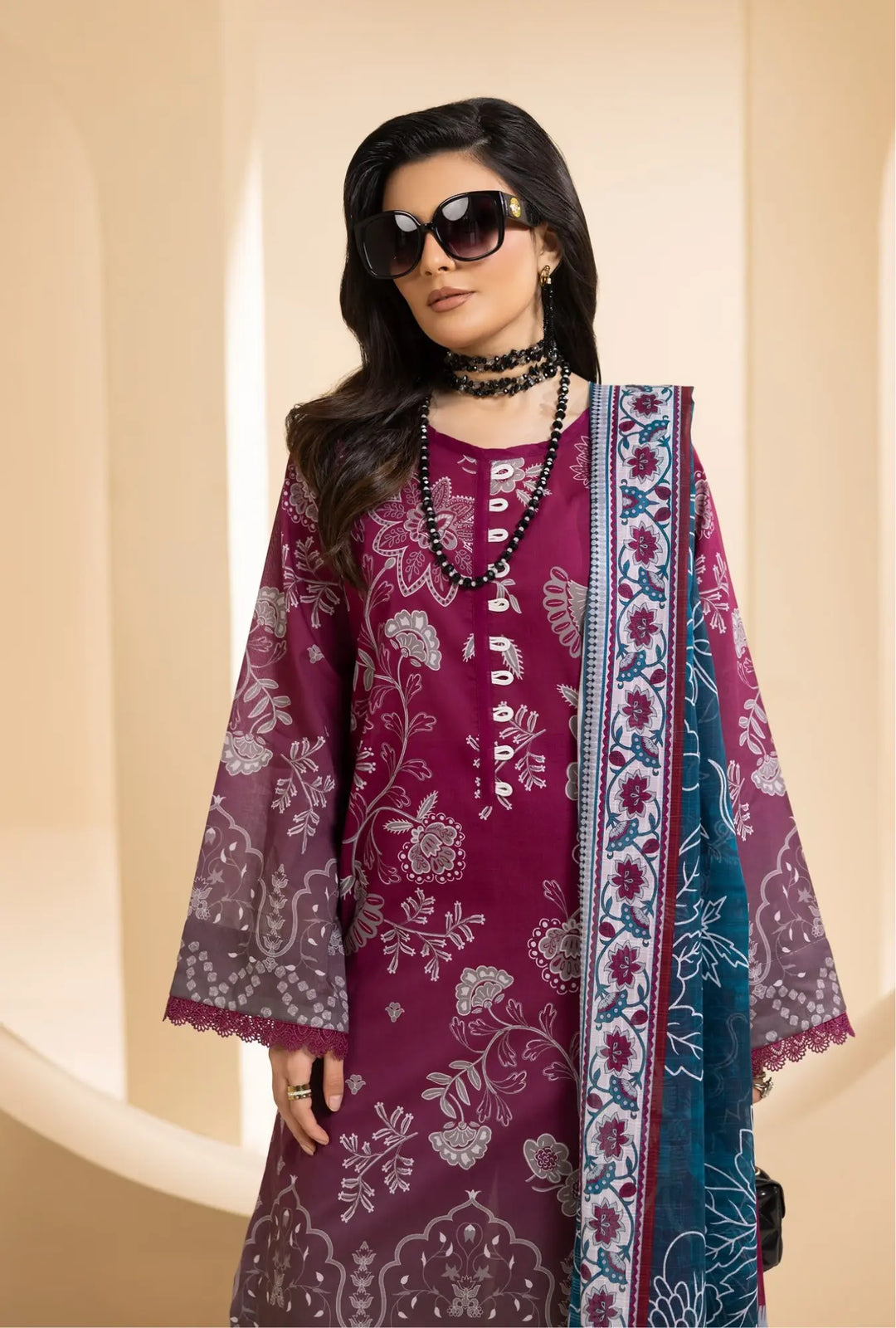 Plum Mosaic – 3-Piece Printed Unstitched Lawn Suit