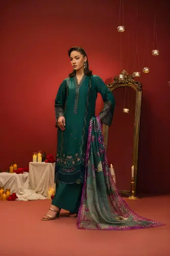 Teal & Magenta Embroidered Formal Wea