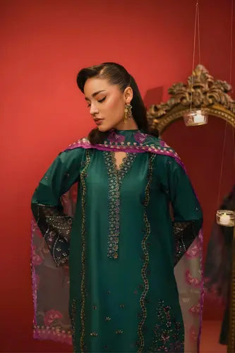 Teal & Magenta Embroidered Formal Wea