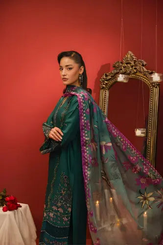 Teal & Magenta Embroidered Formal Wea