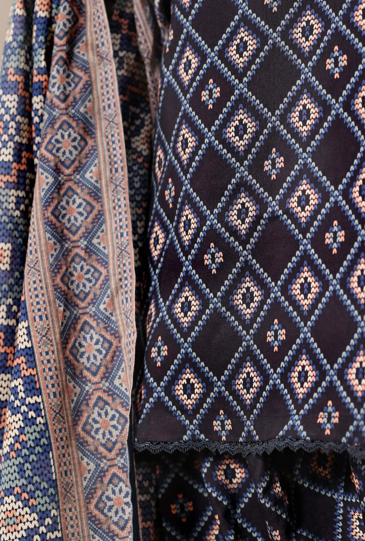 Obsidian Ajrak – 3-Piece Printed Unstitched Lawn Suit